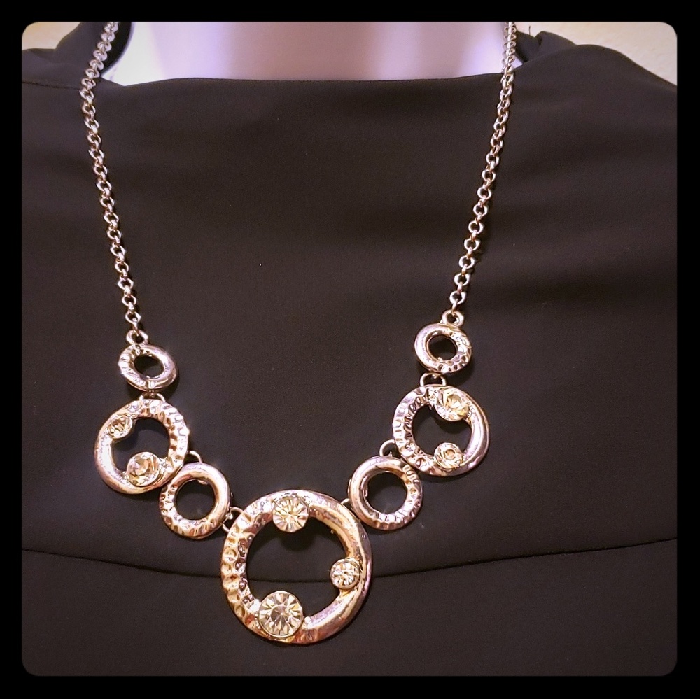 Women's silver statement necklace with crystals